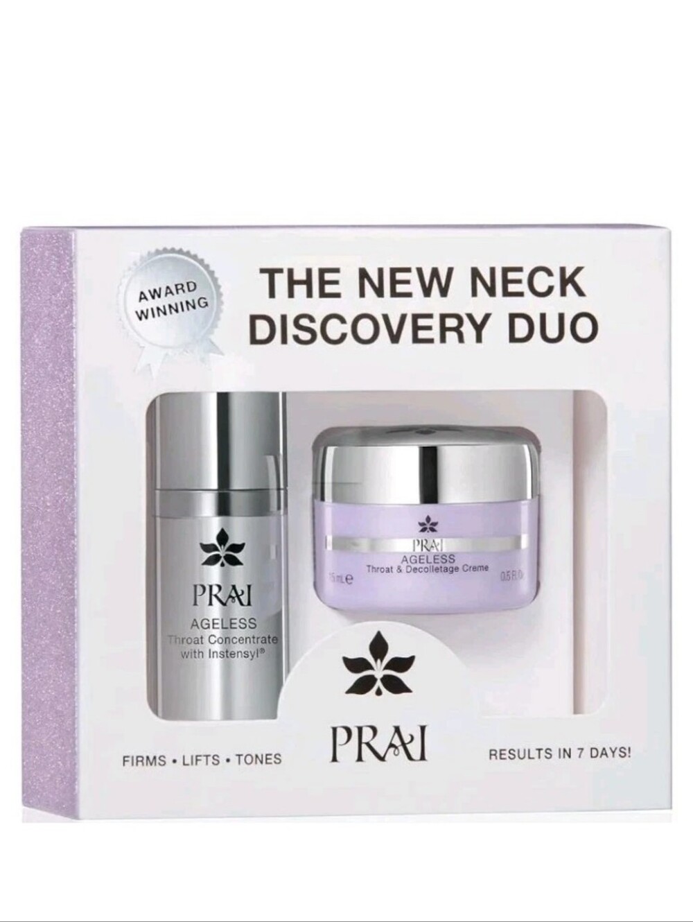PRAI AGELESS BEAUTY NECK DISCOVERY DUO FIRMS LIFTS TONES THROAT & DECOLLETAGE